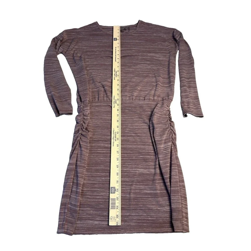 Athleta VTG Ruched Sides Long Sleeve Heathered Plum Stretch Comfort Dress Size M